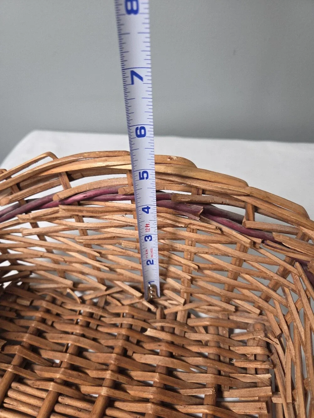 Vintage woven wicker/ ratten basket. Vintage bread basket  Wicker Fruit basket